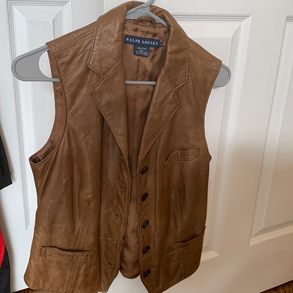 Original Ralph Lauren cognac leather vest